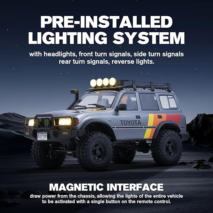FMS 1/10 LC80 RC Crawler FCX10 Toyota RC Rock Crawler with Lighting Hobby Grade Offroad RC Car for Adults RS Need to Complete (Grey)