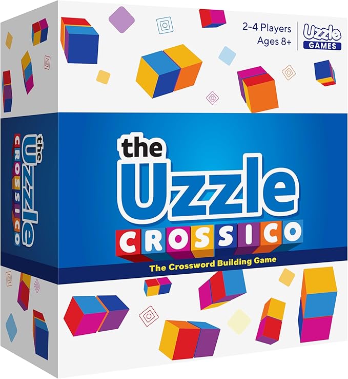 Crossico by Uzzle Games - Family Games for Children &amp Adults Crossword Puzzle Word Games - A Thrilling Classic Game with a Twist 2-4 Players for Ages 8+