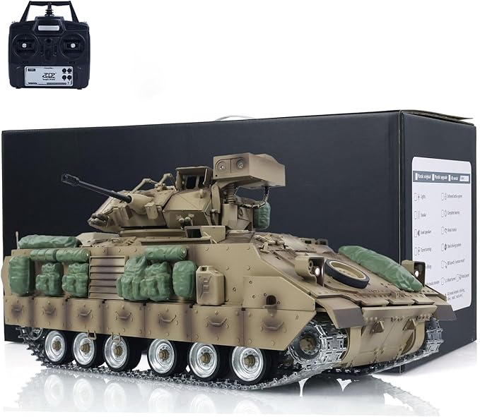TOUCAN RC HOBBY US in Stock TD 1/16 RC Military Tank M2A2 Bradley Metal Tracks Wheels Infrared Barrel Recoil
