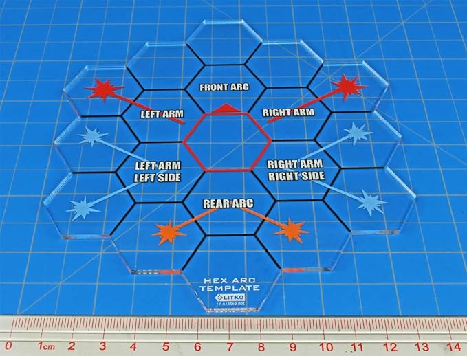 LITKO Fire Template Compatible with BattleTech (Mecha Hex Map Fire Arc Template)