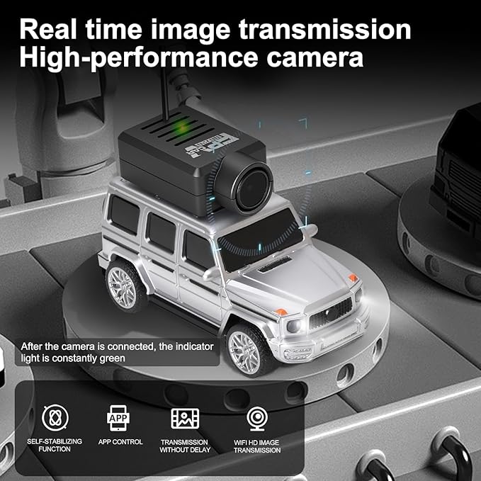 WLtoys Mini RC Car 1:64 Scale FPV RC Drift Car with 720P HD Camera 2.4GHz Transmitter and WiFi App Control with Gyro First Person Perspective Mini Racing Toys for Hobby RC (Black) (Sliver)