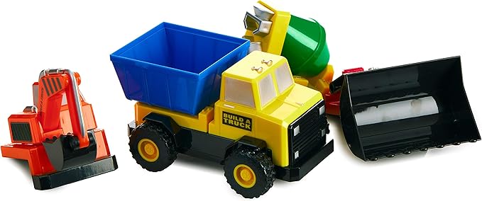 POPULAR PLAYTHINGS Magnetic Build-A-Truck Set Construction Vehicle Toys for Toddlers Play Gifts for Boys Ages 2 &amp Up - 5 Pieces