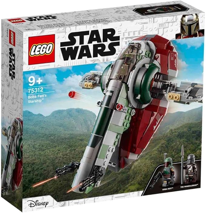 Lego Star Wars Boba Fett’s Starship 75312 Building Kit Awesome Building Toy for Kids Featuring Boba Fett and The Mandalorian Minifigures with Weapons Plus a Carbonite Brick (593 Pieces)