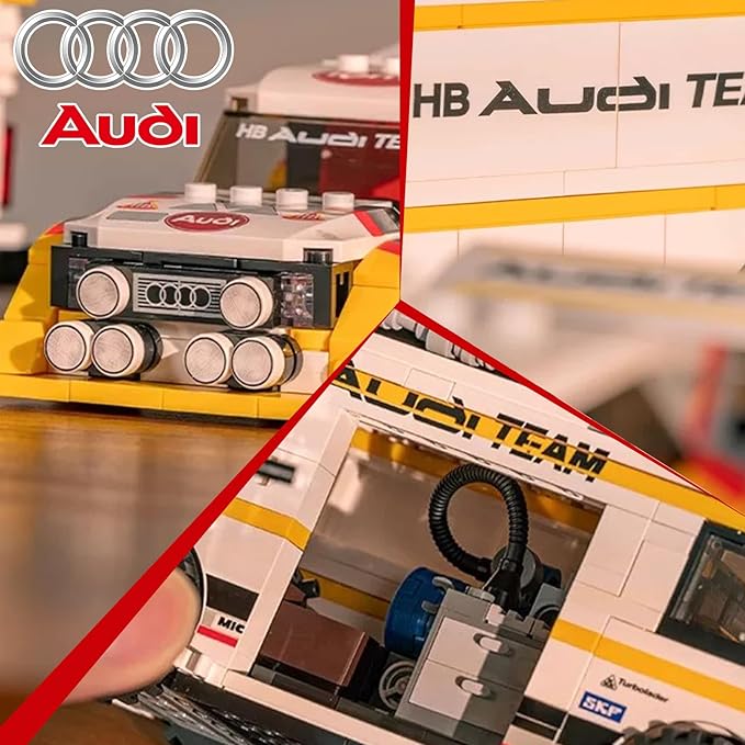S1 Quattro Rally Team Building Set with 3 Building Cars1:24 Audi Official Licensed Race Car Toys Compatible with Technic Speed Champion Collectible Toy Gift for Adult and Boy Age 14+ (1425PCS)