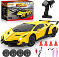1:24 Lamborghini RC Cars - Dift Cars Licensed Lambo Remote Control Car with Dift Tyles &amp Road Blocks 2.4GHz Fast Speed Toy Car Christmas Toys GIFS for Kids Age 5+ Years Old (Yellow)