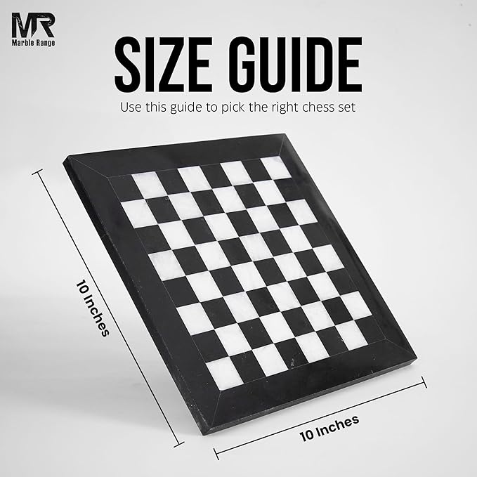 Marble Chess Set for Adults 10 Handmade Black &amp White Board Game with 32 Chess Pieces 2 Extra Queens &amp Storage Box Luxury Travel Game Elegant for Home Decor