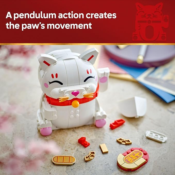 LEGO Lucky Cat Building Toy for Girls &amp Boys - Smiling Cat W/Waving Paw Function for Kids Ages 9+ - Home Decor for Spring Festival &amp Chinese New Year Celebrations - Gift Idea for Birthdays -