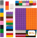 Strictly Briks Big Brick Building Set - Stackable Block Set &amp Base Plates - Vibrant Rainbow Block Variety - Compatible with Lego for Expanded Play - 96 Pieces Rainbow