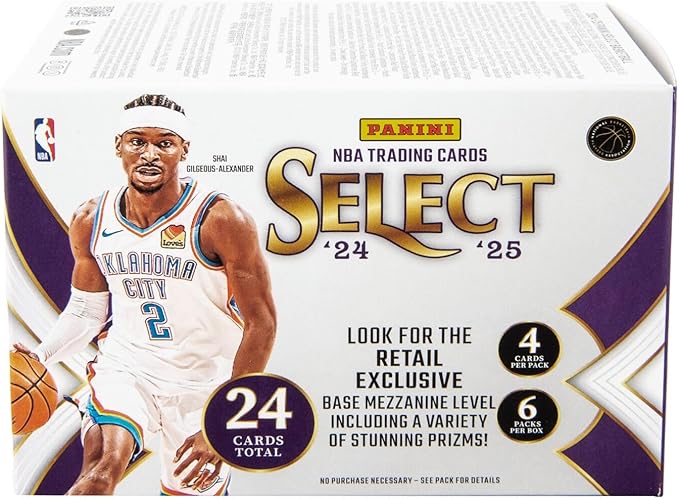 2024–25 Panini Select Basketball Blaster Box – Official NBA Trading Cards – Retail Exclusive Parallels Inserts &amp Rookie Cards – Sealed Box