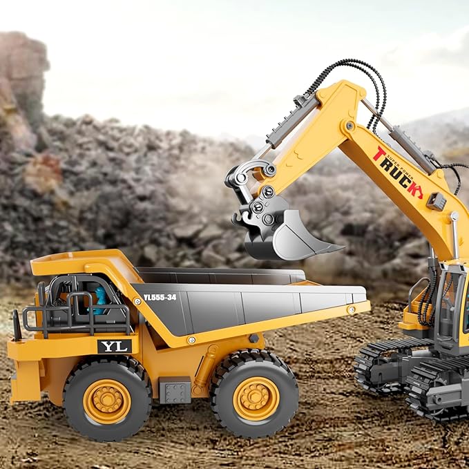Dwi Dowellin Remote Control Dump Truck Toys for Boys 4-7Construction Rc car with Lights/Sounds for Kids Age 8-12 Year OldIdeal for Boys Age 3+