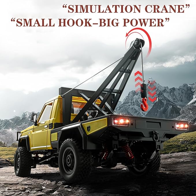 MN82T 1/12 Scale RC Rock Crawler Remote Control Truck Toyota Pickup Truck 2.4GHz 4WD Off-Road Crane Rescue Vehicle All-Terrain Crawler for Adults Kids Indoor Outdoor (whth Gift)