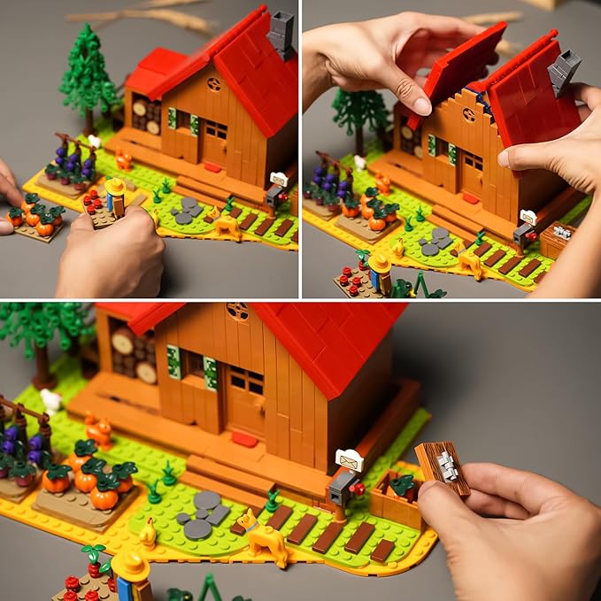 Friends Farm House Building Set Compatible with Lego for Adults Farm Building Kit with Animals for Boys and Girls Halloween 845 pcs