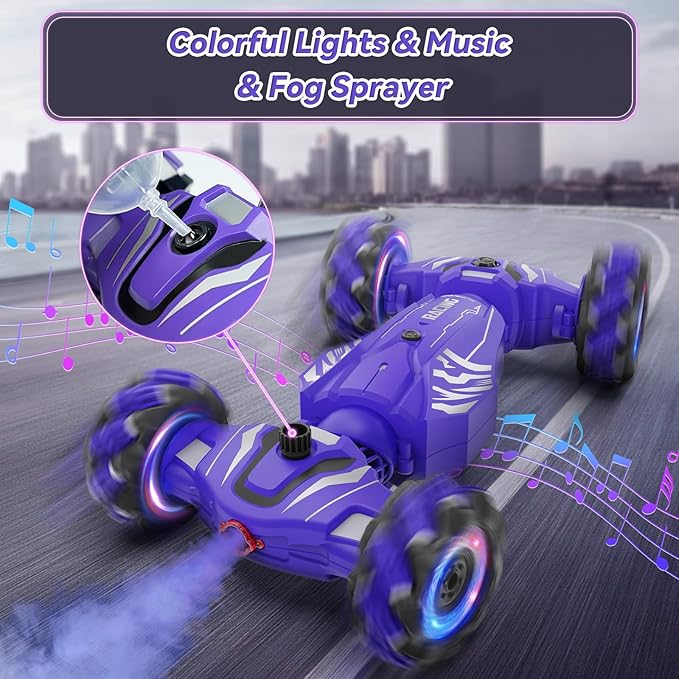 Dysaim Gesture RC Car Birthday Gifts Toys for Boys Girls Age 6-12 4WD Remote Control Car 360° Rotate Transform Drift RC Cars with Lights Music Sprayer 2.4Ghz Hand Controlled