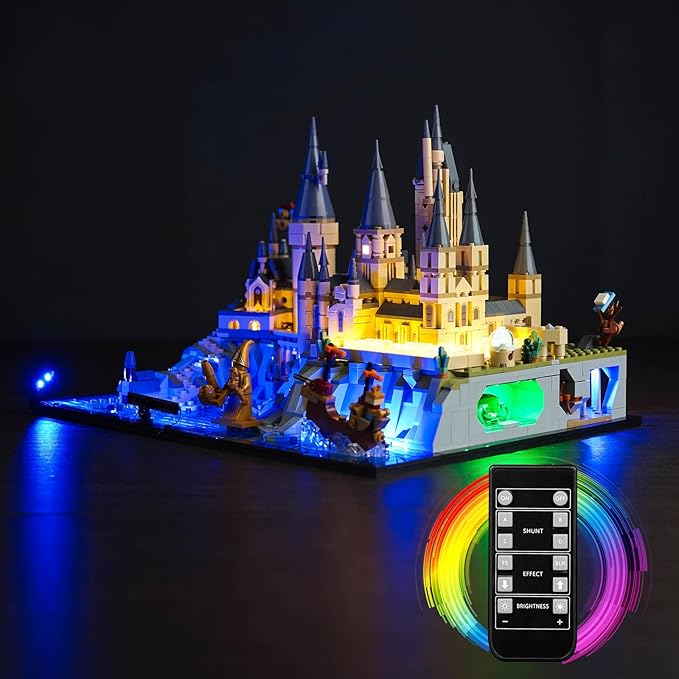 VONADO Updated RC LED Light Kit for Lego Hogwarts Castle and Grounds 76419 Remote Control Creative Lighting Set Accessories Compatible with Lego 76419 Building Set (Lights Only No Models) Blue