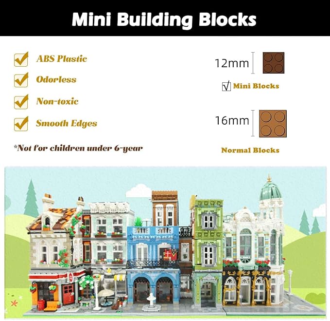 ZenithFlow Street View Building Blocks Kit Gem Store Mini Blocks Construction Toys European Architecture Model House Store Building Set Idea Gifts Home Decoration Collection for Adults 3115 PCS