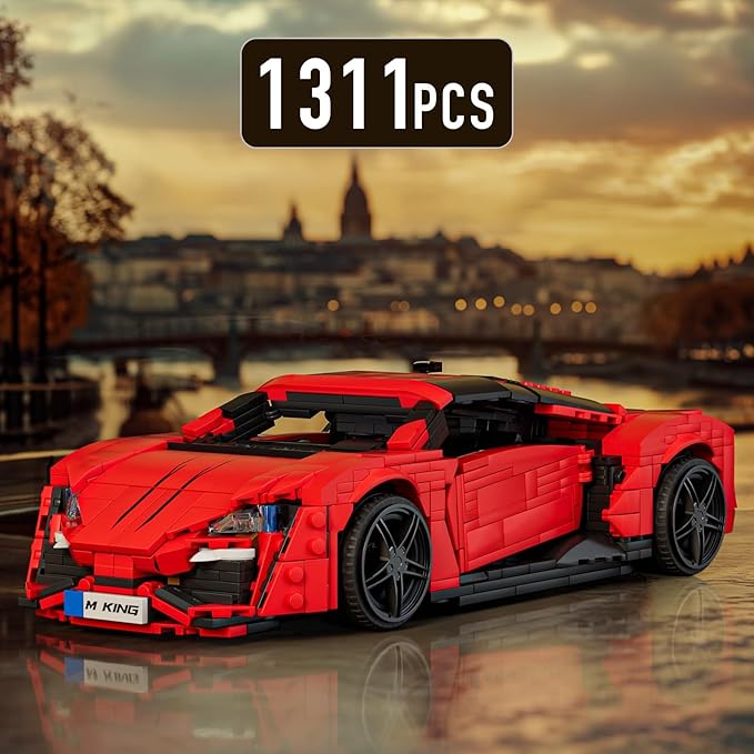 Mould King Car Building Sets 1:12 Scale Red Sports Vehicle Model 10117 Collectible Toys Building Kits Build and Display Construction Set for Adults Aged 14+ (1311 Pieces)