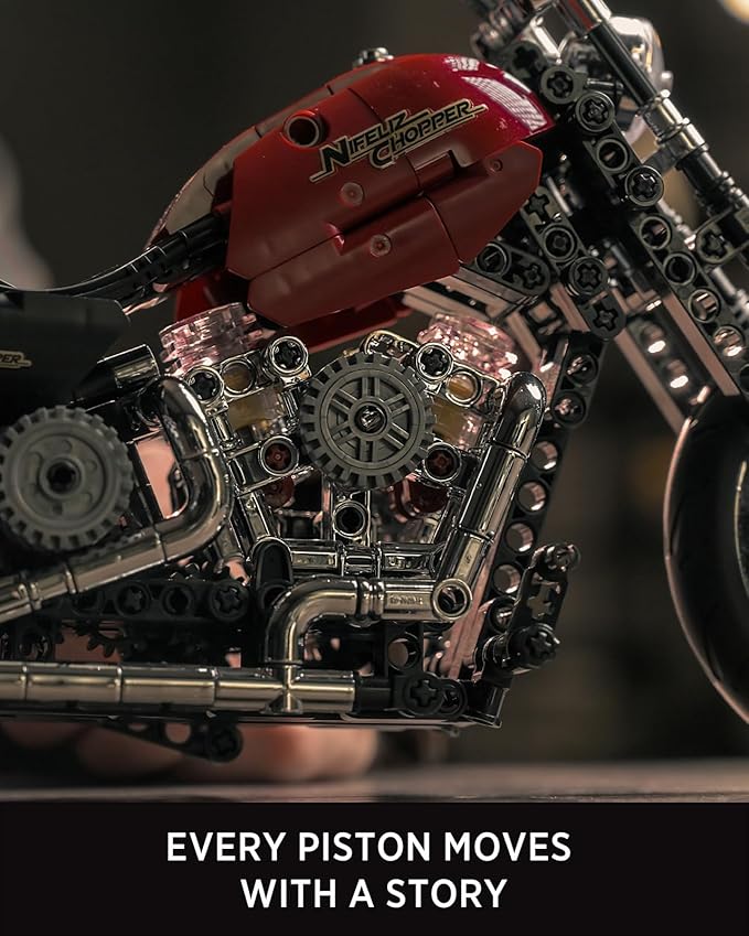 Nifeliz Chopper Motorcycle Building Set for Adults Classic Vintage Motorbike Model Toy for Display Collectible Gift for Motorcycle Fans (NF10308 572 PCS)