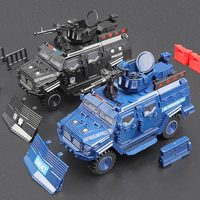 4 in 1 SWAT Armored Vehicle Building Block Building Toys for Age 8-12 Army Military Vehicle Brick Special Police Car Model Toys Gifts for Boys