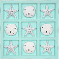 Beach Tic Tac Toe - 9 X 9 Seafoam Blue Tic Tac Toe Decor Home W/White Resin Starfish &amp Sand Dollars - Real Wooden Tic Tac Toe - Tic Tac Toe Coffee Table - Nautical Décor
