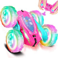 FREE TO FLY Remote Control Car for Girls : Pink RC Car Double Sided 360°Flip Stunt Cars with Headlights &amp WheelLights Rechargeable Toy Car Birthday Gifts for Girl Kids Age 6 7 8 9 10 11 12 Year Ol
