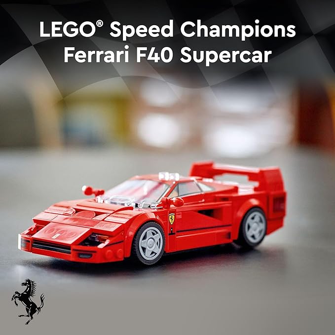 LEGO Speed Champions Ferrari F40 Supercar Toy Car Model Building Set with Driver Minifigure Collectible Ferrari Toy for Kids Ages 9 and Up 76934