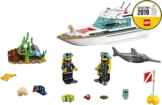 City Great Vehicles Diving Yacht Toy Boat Building Sets for Kids