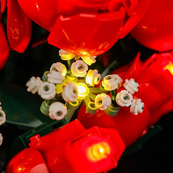 VONADO Light Kit Compatible with Lego-Bouquet-of-Roses-10328 Flowers Icons (Lights Only No Models) Creative LED Lighting Set Compatible with Lego 10328 Valentines Roses Bouquet Building Set