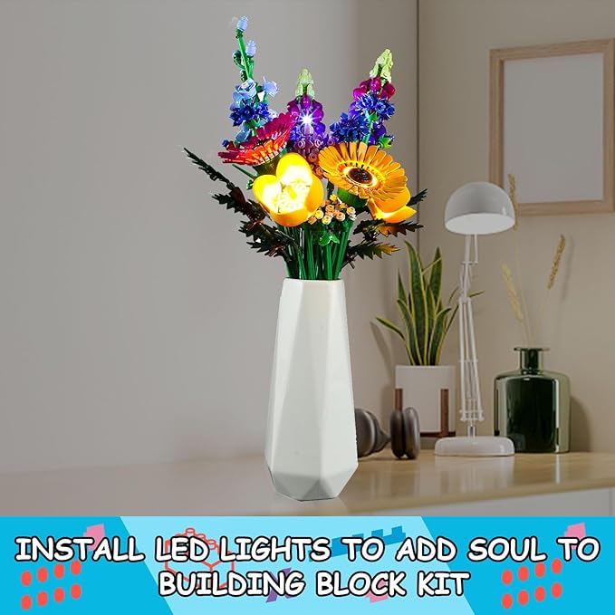 LED Light for Lego Wildflower Bouquet 10313 SetDesign and Configuration Compatible with Model 10313 (LED Light Only Not Building Block Kit)