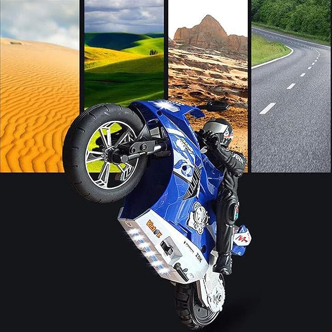 Remote Control Motorcycle High Speed Self Balancing Single Wheel Stunt RC 1/6 Scale 360 Rotating LED Flashlight Toy Best Xmas Gift for Boys &amp Girls Blue