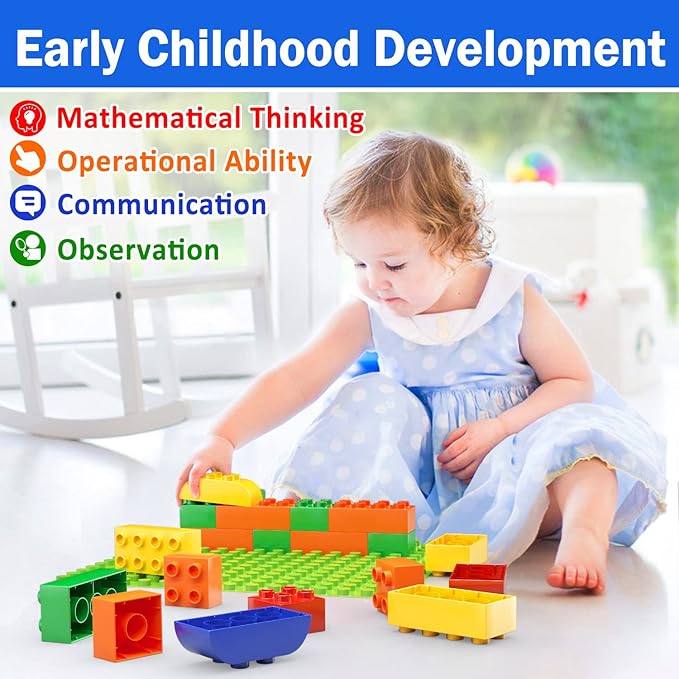Building Blocks for Toddlers 2-5 Including a Baseplate 150 Piece Big Building Blocks for Kids Block and Bricks Set Educational Toys for Children Boys Girls All Ages Compatible with All Major Brands