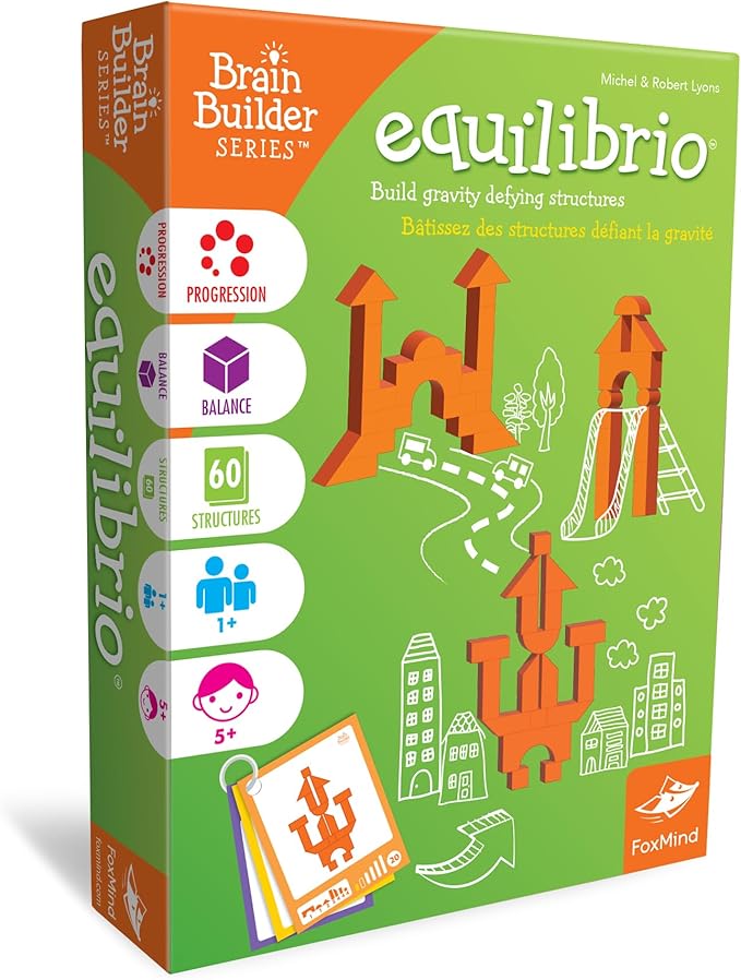 FoxMind Games: Equilibrio Spatial Logic and Dexterity Game Build Gravity Defying Structures 60 Smart Puzzles to Work Through 6 Levels of Complexity Develops STEM Skills 1+ Players for Ages 5+