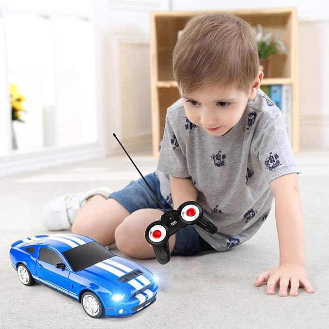 BDTCTK Remote Control 1/24 Ford Mustang Shelby GT500 RC Model Car Toys for 6+ Kids and Adults Blue