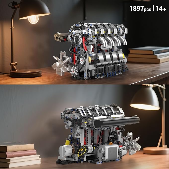 Mould King 10087 L4 Engine Model Building Blocks Kit for Adults Build Your Own Cars Engine That Works DIY STEM Toy for 14+ Teens(1897 Pcs)