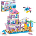 955 Pcs Friends Seaside Villa Building Set Beach House Building Block Toys STEM Creative Vacation Hut Brick Kit with HelicopterSailboatYachtBirthday Gifts for Kids Girls Boys Age 6-12+