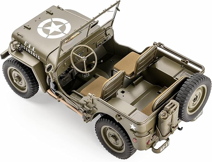 FCXㅤ RocHobby 1/12 1941 MB Scaler RC Jeep 4x4 Hobby Grade RTR RC Car Mini RC Rock Crawler Military RC Truck with 180 Brushed Motor LED Lights for Adults