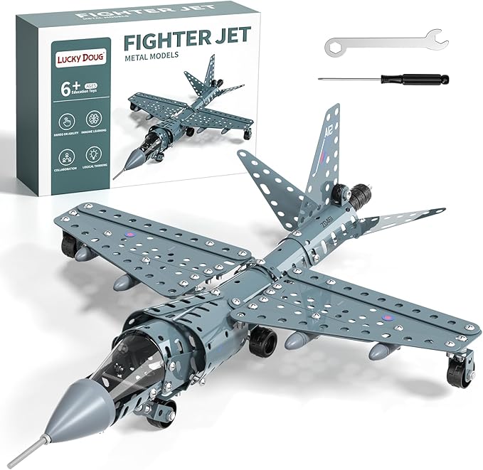 Lucky Doug STEM Building Projects Model Airplane Jet Set - Building Toys for Kids Ages 8-12 Assembly Science Kit for Boys 8 9 10 11 12 Years Old