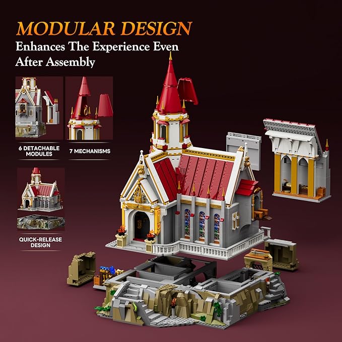 Medieval King's Castle Treasury Building Bricks Set - Middle Ages City Town Modular Collection Display Kit with Minifigures 3209 Pcs for Adults &amp Teens