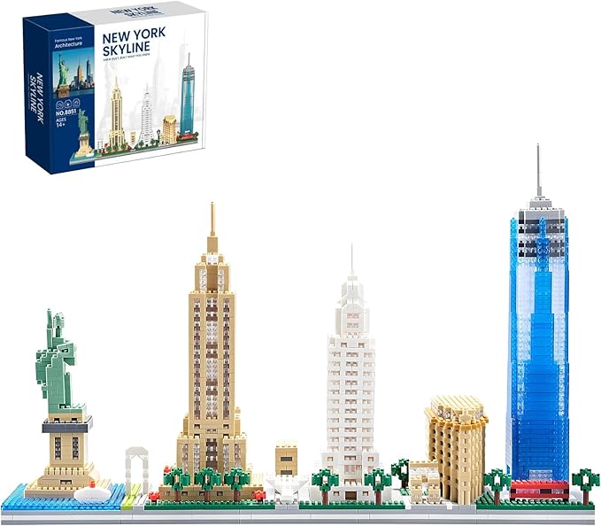 Architecture New York City Skyline Micro Mini Building Blocks Sets New York Landmark Building Kits Model Toys Gift for Adults Kids Teens 3452 PCS