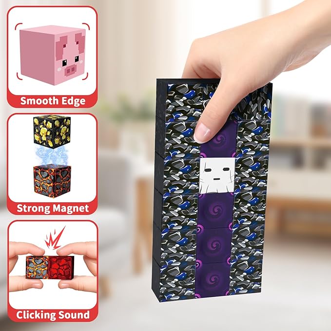 300PCS Magnetic Blocks for Kids 0.8in Magnetic Building Block Toys for Boys Girls Age 3 4 5 6 7 8 9 10 Magnet Cubes Game Magnetic Tiles STEM Toys Christmas Birthday Gifts for Kids Toddlers