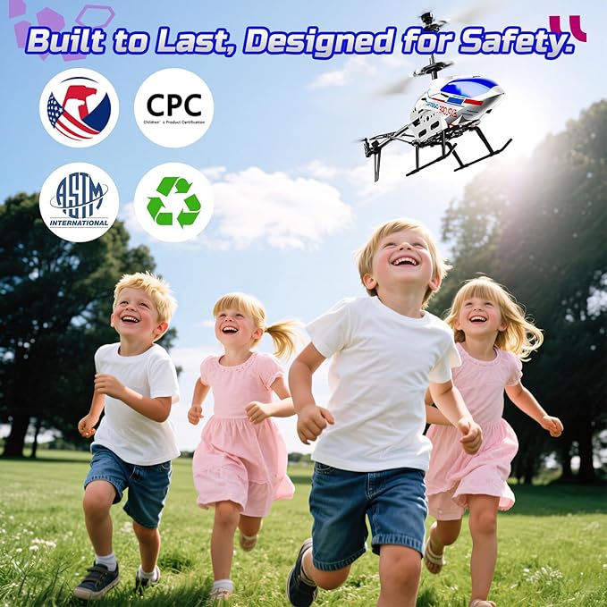 DEERC Remote Control Helicopter 3.5 CH Altitude Hold RC Helicopters w/Gyro for Beginner 2 Shells LED Light One Key Take Off/Landing 2.4GHz Aircraft Indoor Flying Toy for Kids Boys Girls