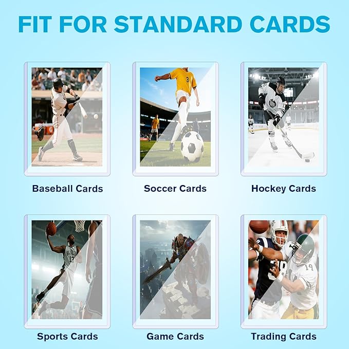400 Hard Plastic Trading Card Protector - 200 Hard Card Sleeves and 200 Soft Card Sleeves 35pt Rigid 3x4 Card Holders Clear Open-Top Card Sleeve Fits Standard Trading Baseball Sport Game Cards
