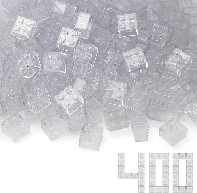 Feleph 2x2 Bricks Clear 400 Pieces Parts Classic Building Creative Play Blocks Set Toy Compatible with 3003 Major Brands for Children