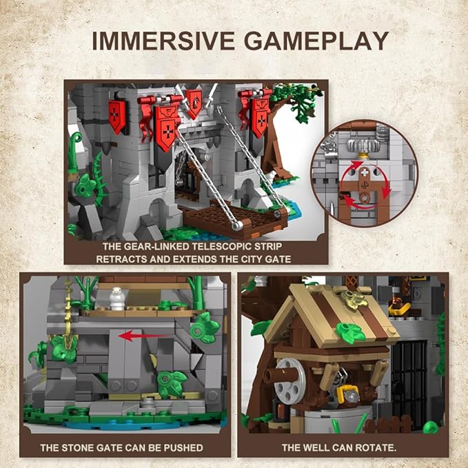 Medieval Lion Knight Castle Building SetViking Architecture Castle Modular Buildings Ideals Christmas Birthday Gift for History Enthusiasts Creative Gift for Adults and Teen(2554PCS)