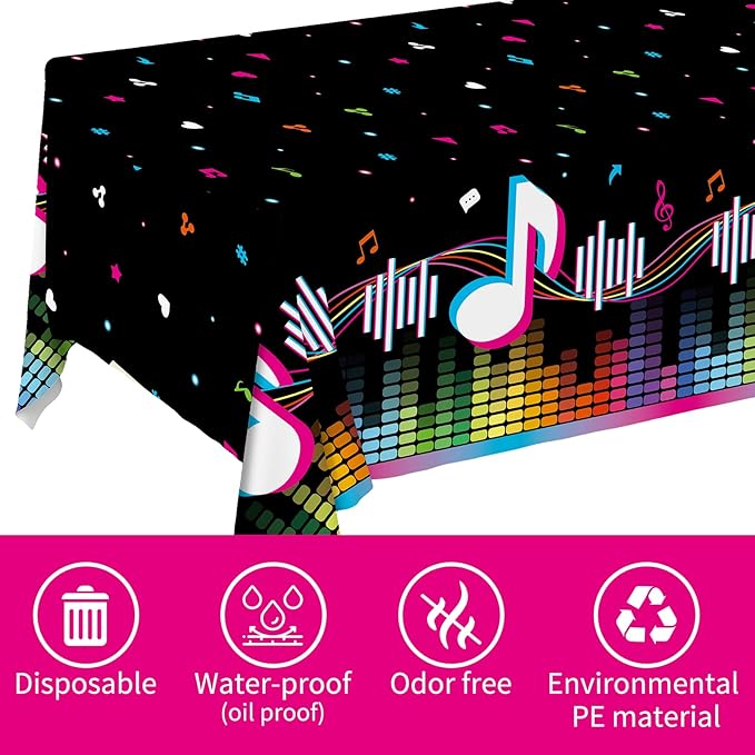 Music Party Supplies Disposable Paper Plates Napkins Cups Tablecloth and Banner for Girls Boys Music Party Birthday Decorations Serve 25.