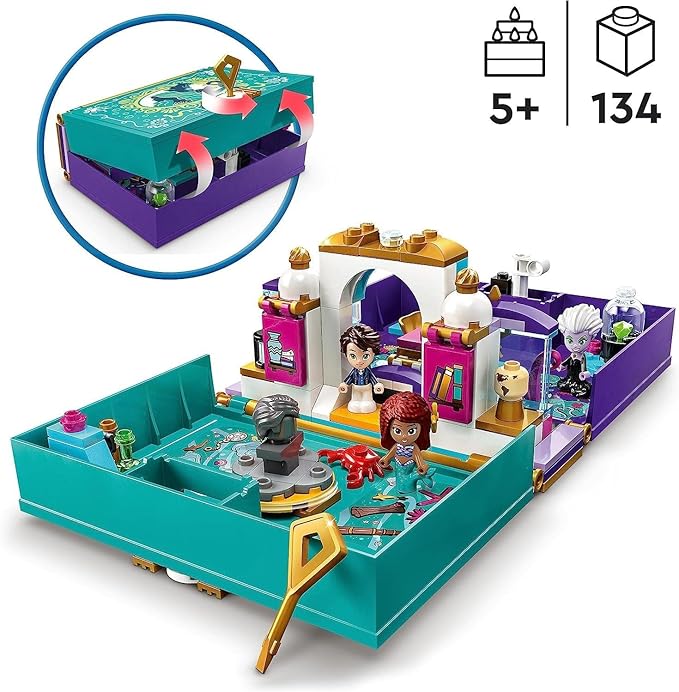 LEGO Disney Princess The Little Mermaid - Story Book Building Kit with Disney Princesses Gift for Children from 5 Years with Ariel Prince Eric and Ursula Plus Crab Figure by Sebastian 43213
