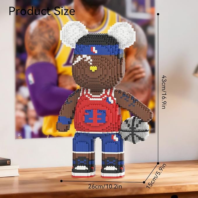 DAHONPA Basketball Bear Micro Building Blocks Set (5150 Pieces) Bear Bricks Set Creative Home &amp Office Decor Gift for Adults and Kids