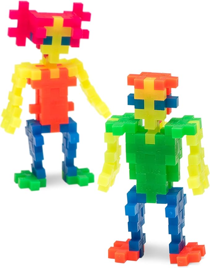 PLUS PLUS 240 Piece Interlocking Building Blocks for Kids Open Ended Connecting Toys STEM Bin Mini Manipulatives - Neon Mix Play Tube &amp Baseplate