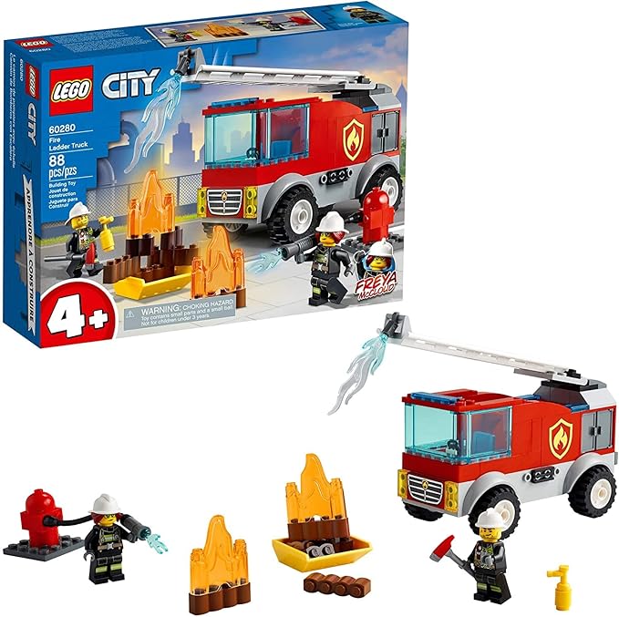 LEGO City Fire Ladder Truck 60280 Building Kit Fun Firefighter Toy Building Set for Kids New 2021 (88 Pieces)