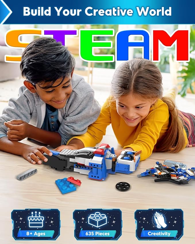 Robot Building Kits for Kids Stem Toys for Boys Age 8-12 APP &amp Remote Control Educational Coding Building Sets Programmable Robot for Kids Rechargeable Robotic Kit Gifts for Girls Boys