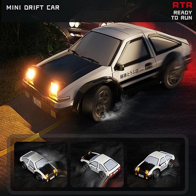 1/64 Scale Drift RC Car 2.4Ghz Mini Sports Car 4WD RC Truck Model Toys Full Proportional with Replaceable Tires Gift for Adults and Kid